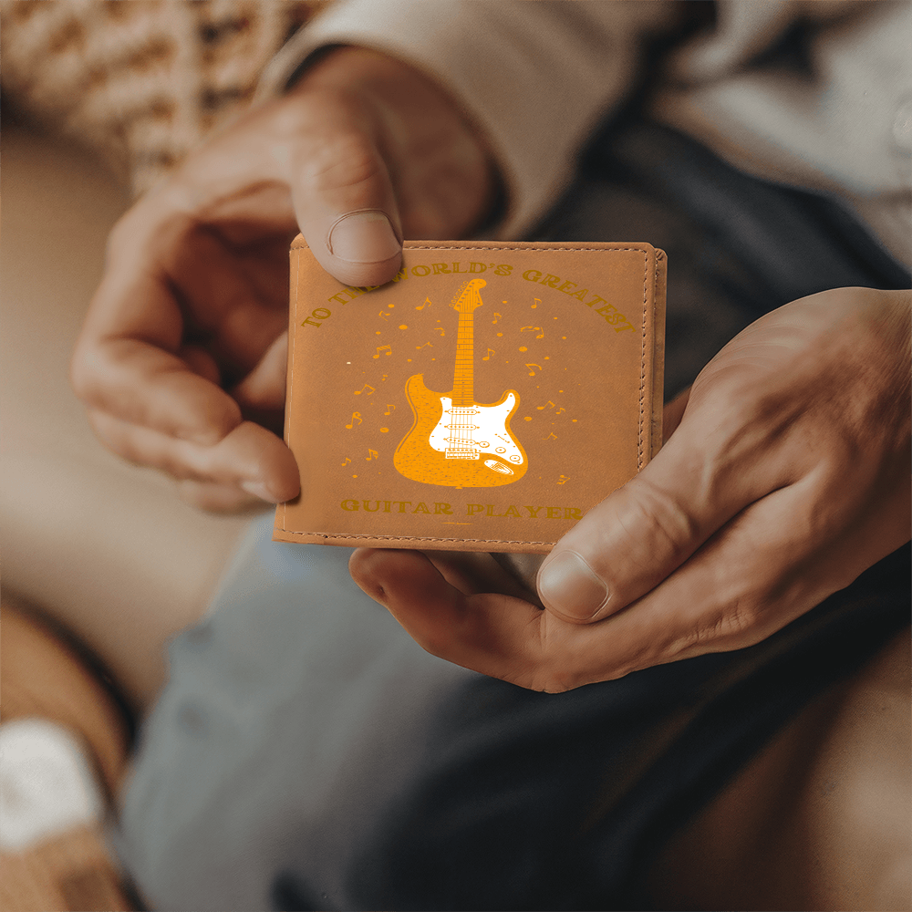 To The World's Greatest Guitar Player - Personalized Leather Wallet Gift