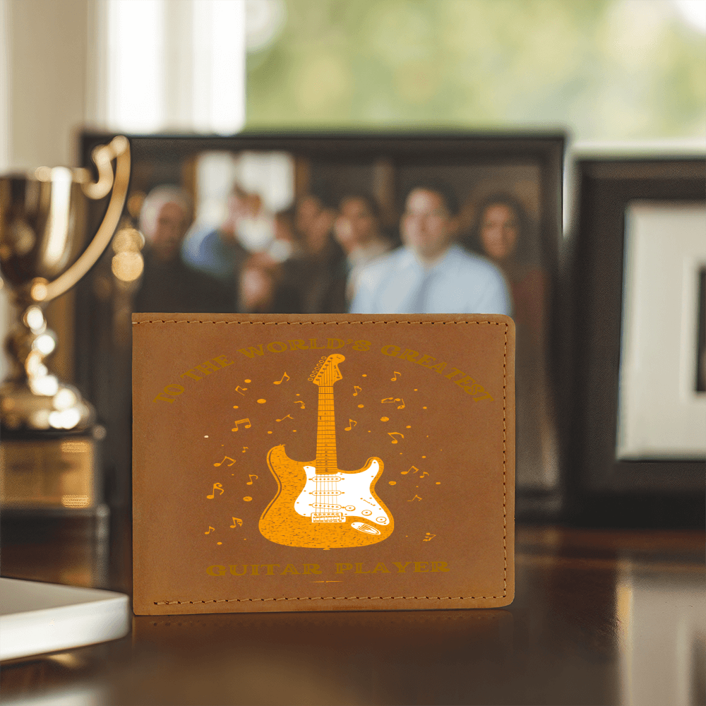 To The World's Greatest Guitar Player - Personalized Leather Wallet Gift
