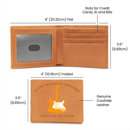 To The World's Greatest Guitar Player - Personalized Leather Wallet Gift