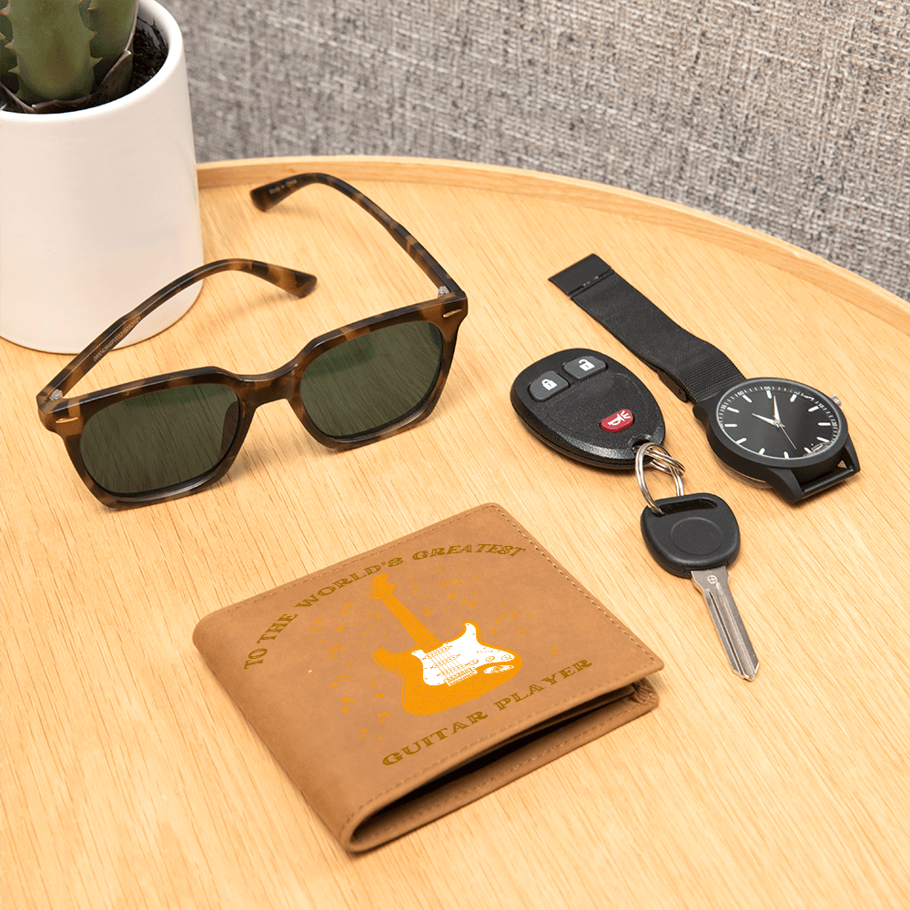 To The World's Greatest Guitar Player - Personalized Leather Wallet Gift